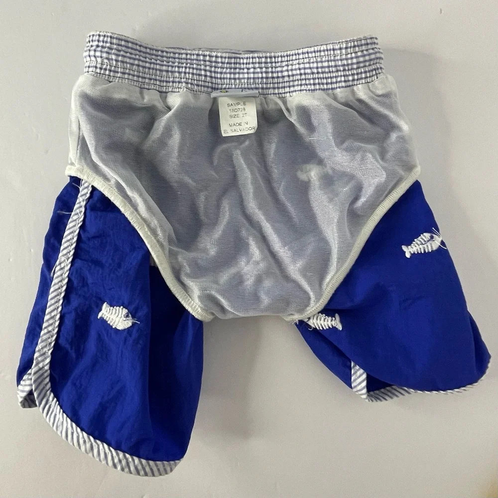 Florence Eiseman Boys Blue Bonefish Swim Trunks 2T